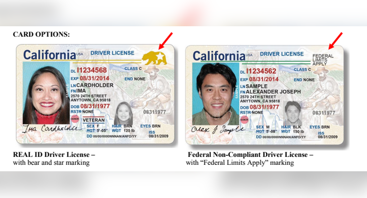real front and back california driver license