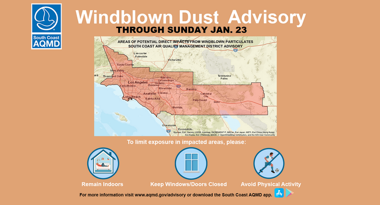 Forecast Of Strong Winds Prompts Dust Advisory Pasadena Now