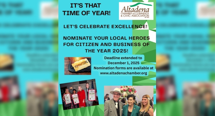 Altadena Chamber Sets Dec. 1 Deadline for Citizen, Business of the Year Nominations