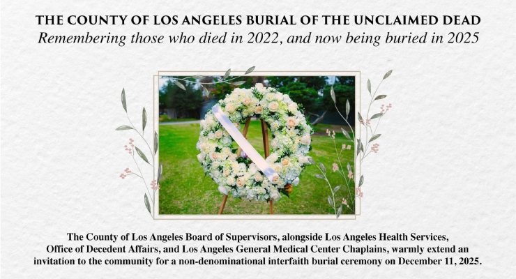 L.A. County to Bury 2,308 Unclaimed Decedents in Common Grave Thursday