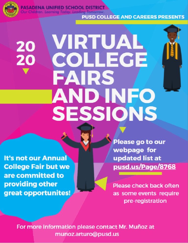 PUSD's Virtual College Fairs Pasadena Schools